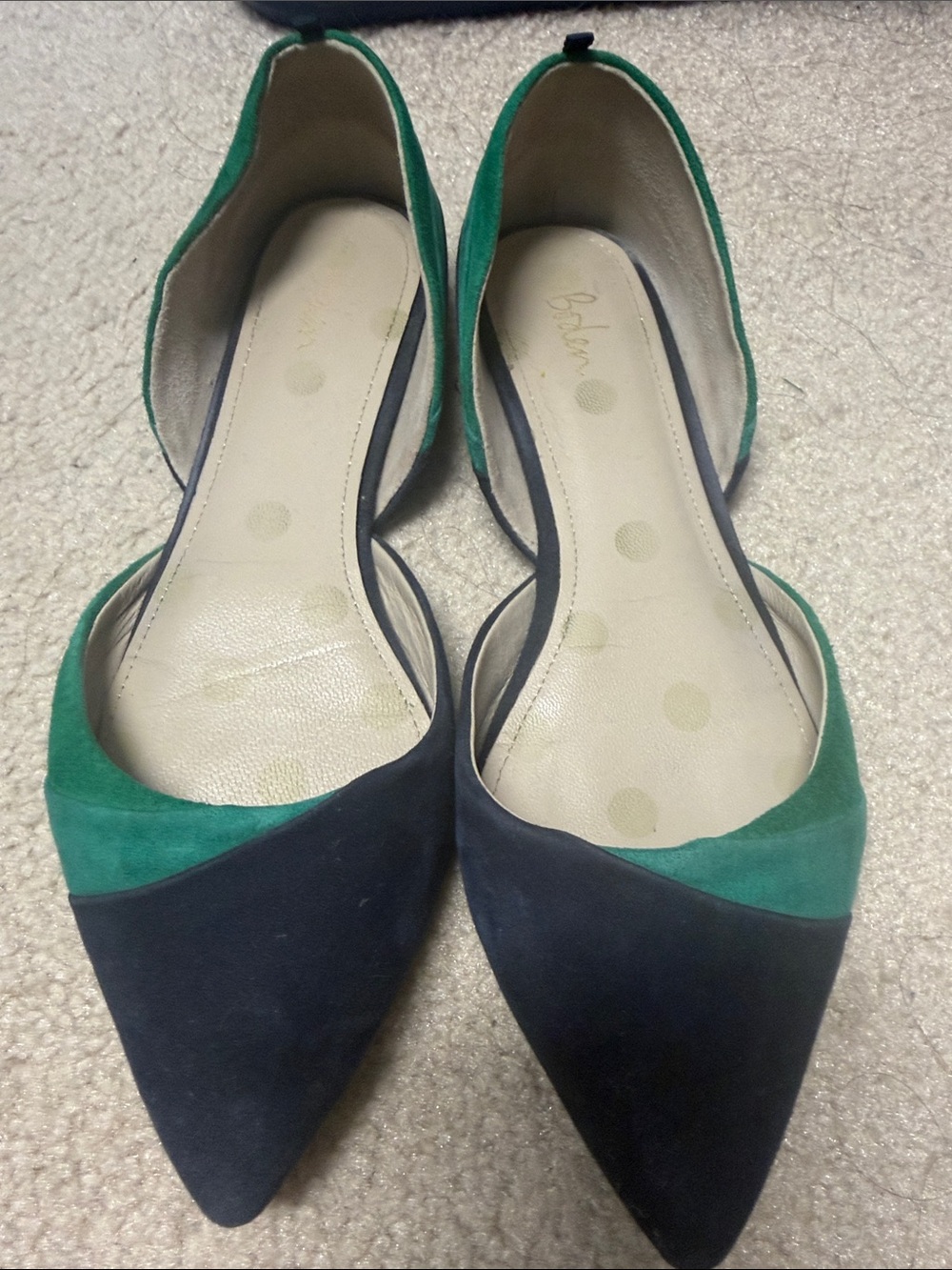 BODEN Green & NAVY Pointed D'Orsay Flats - size 40
